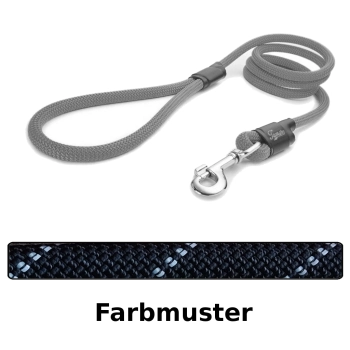 klassische Hundeleine - L - 115cm - schwarz mit silber Streifen